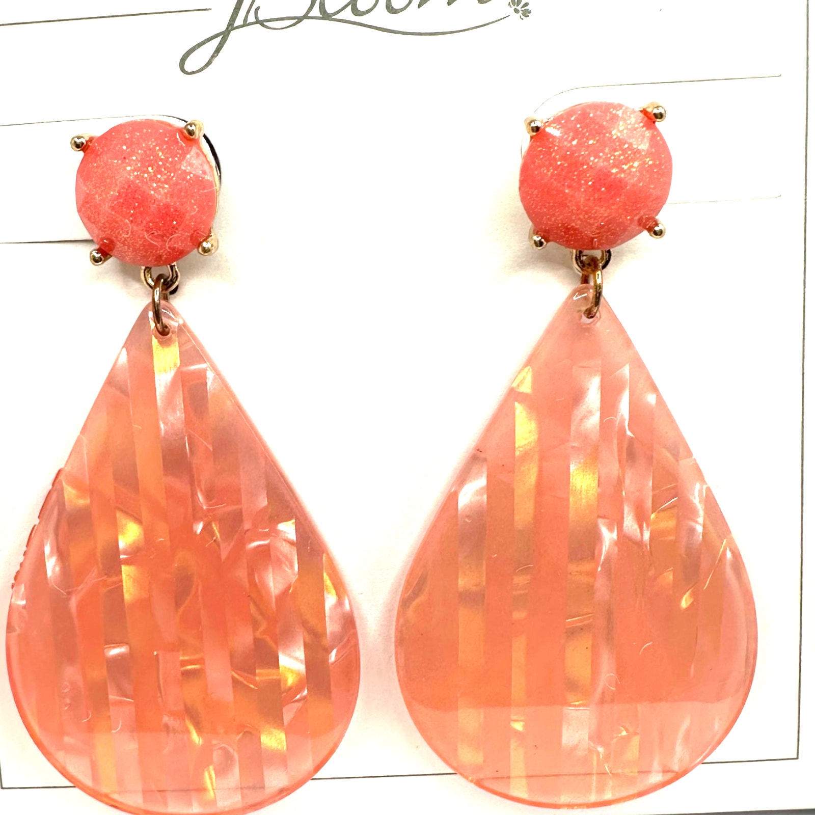 J Bloom Earrings Tear Drop Dangle Pierced J. Bloom Costume Jewelry Nwt